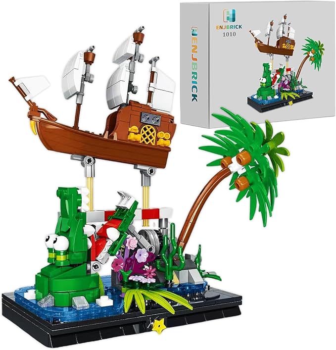 ENJBRICK Pirates Ship Building Kit Compatible with Lego for Adutls,Cute Animal Building Toy for Girls and Boys 8-14 Years Up 448 pcs