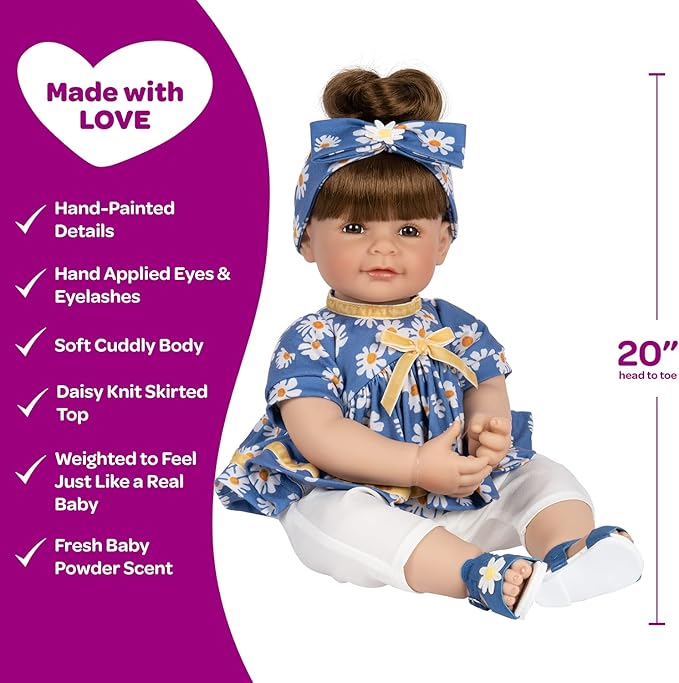 Adora Toddler Time Babies, 20" Premium Doll with Hand Painted Eyelashes and Face, Fresh Baby Powder Scent and Removable Clothing, Birthday Gift for Ages 6+ - Summer Lovin'