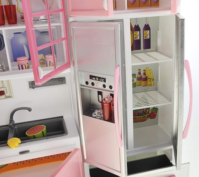 PowerTRC 2 Sets of Modern Toy Kitchen - Battery Operated - Kitchen Playset - Perfect for Dolls