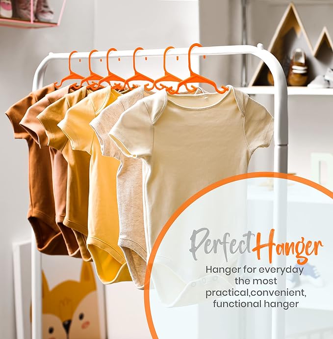 Utopia Home 20 Pack Kids Hangers - 11.5 Inch Plastic Baby Hangers for Closet - Childrens Hanger for Clothes & Infant Hanger for Closet - Ideal for Everyday Standard Use (Orange)