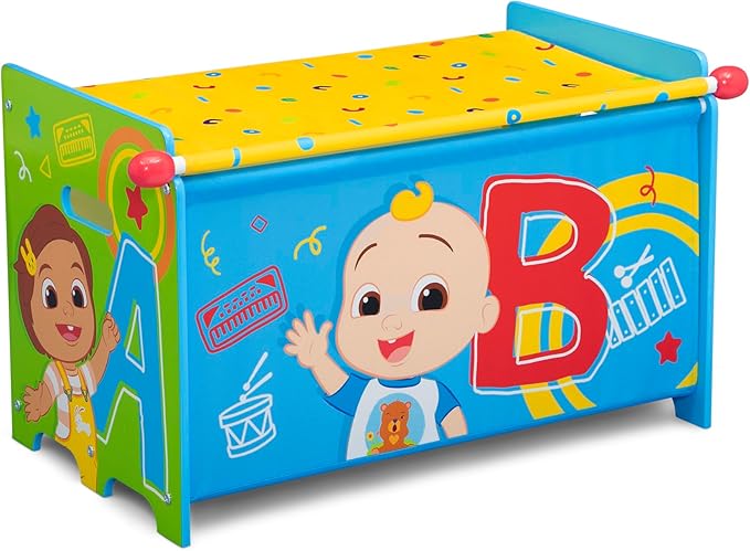 Delta Children - CoComelon 4-Piece Toddler Room-in-a-Box Set – Includes Sleep and Play Toddler Bed, Table, 1 Chair and Toy Box, Green