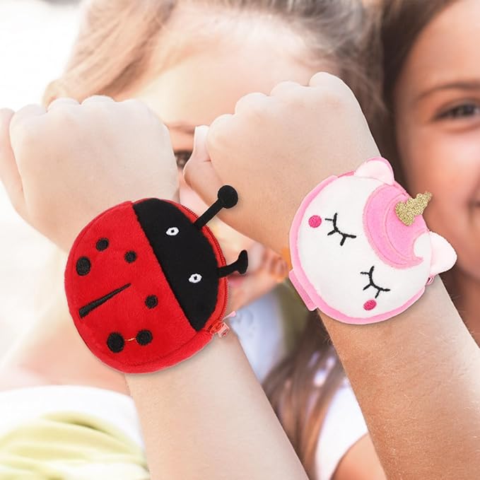 2Pcs Plush Slap Bracelet Coin Purse for Kids - Plush Unicorn Slap Bracelets Cute Animal Design Slap Bracelet Toy