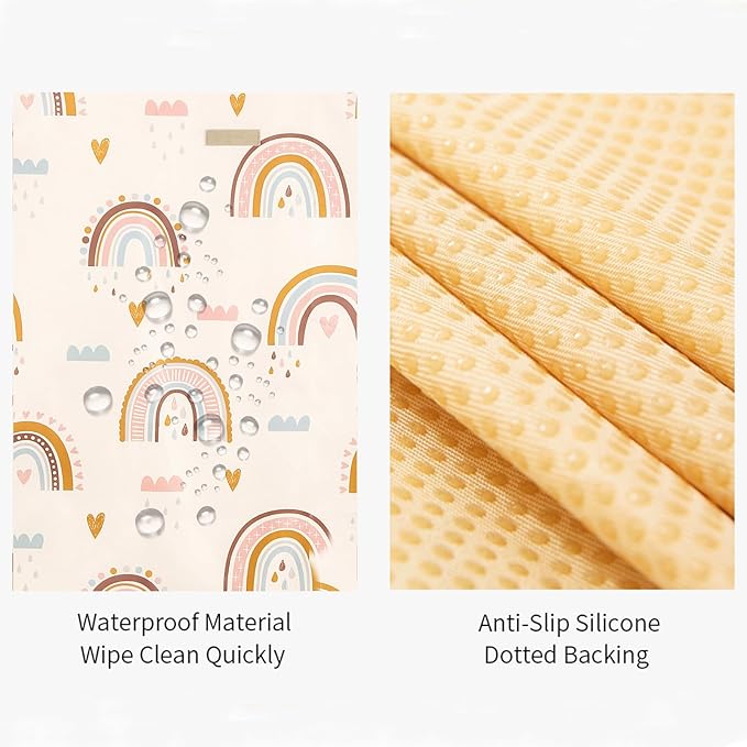 Insular Baby Splat Mat for Under High Chair/Arts/Crafts, Anti Slip and Waterproof Splash Mat for Floor, Portable Picnic Mat, 51x51 Inch, Rainbow