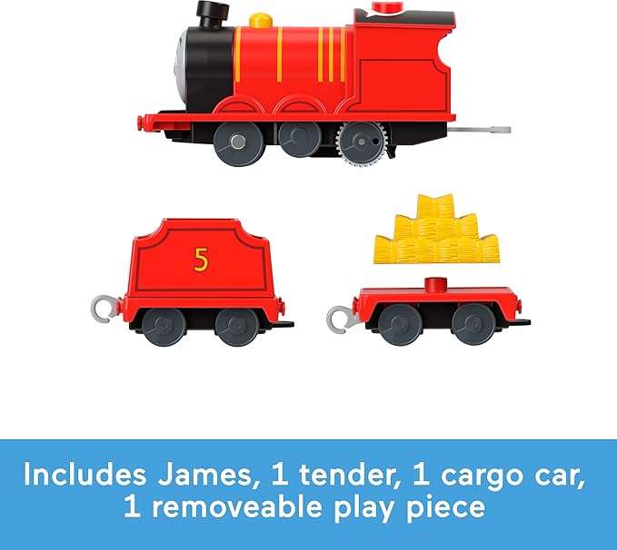Thomas & Friends Motorized Toy Train Talking James Battery-Powered Engine with Sounds & Phrases for Pretend Play Preschool Kids Ages 3+ Years