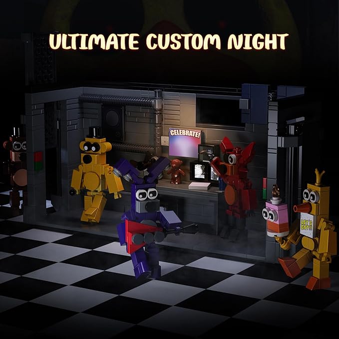 Five Nights Security Room Action Figure Building Block Set, 5 in 1 Monster with Stage Horror Game Toys, Compatible with Lego, Suitable for Fans Boys Girls Stage Halloween (545 PCS)