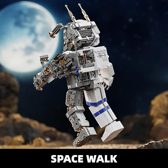 TYCOLE City Space Astronaut Building Toy Set -Translucent Classic Spaceman Model Building Block Set with Display Stand,Home or Office Decor,Idea Christmas Birthday Gift for Adults&Kids 8+ (860PCS)