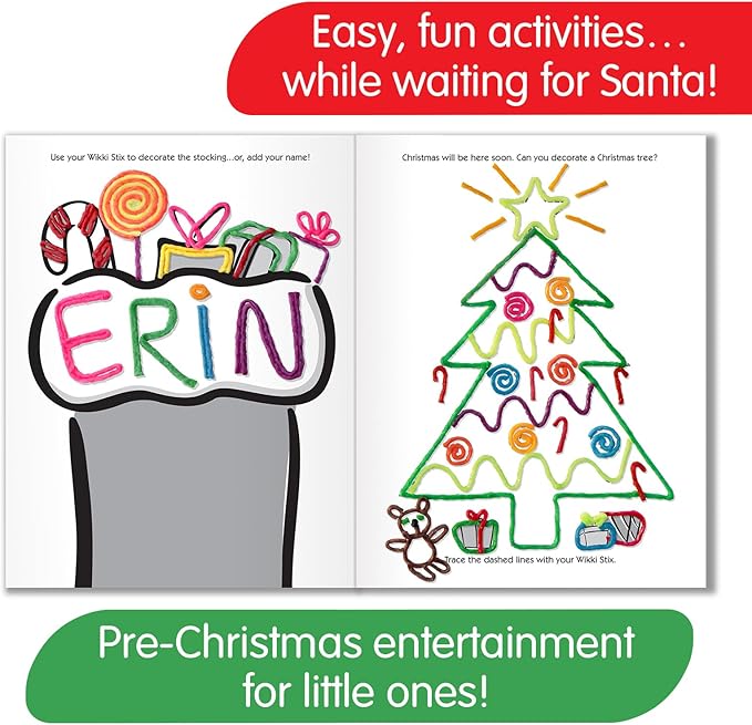 WIKKI STIX Christmas Activity Book – Fun Holiday Arts & Crafts for Kids, Includes 25 Festive Activities – Perfect Stocking Stuffer & Creative Play Gift!