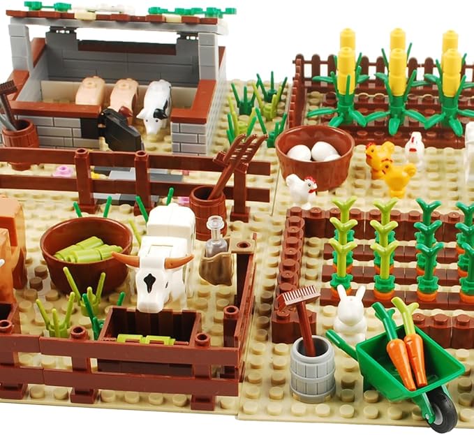 Farm Field Set Building Blocks Plant Animal Crops Building Bricks Kit DIY Building Set Compatible All Major Brands (Animal)