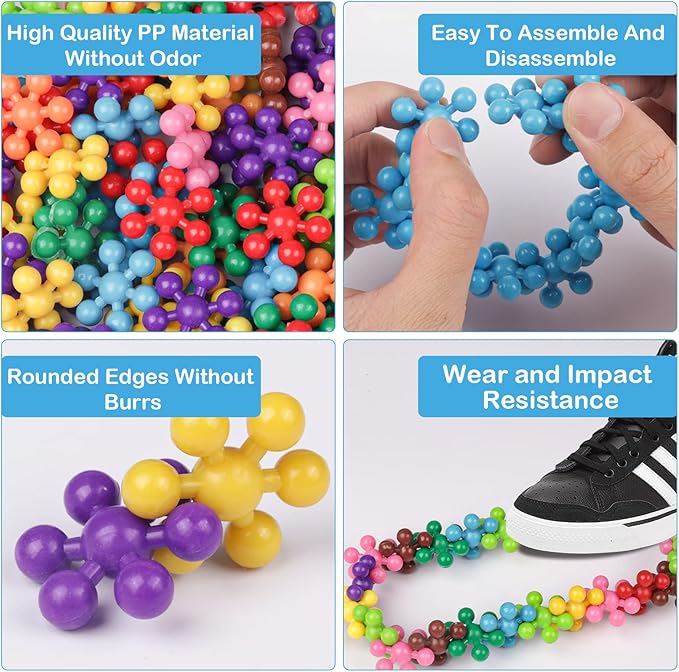 NEOACT 600 PCS Building Blocks Connect Toys,Interlocking Solid Plastic Educational Toys Sets for Preschool Kids Boys and Girls Aged 3+, Promote Fine Motor Skills and Sensory Development.