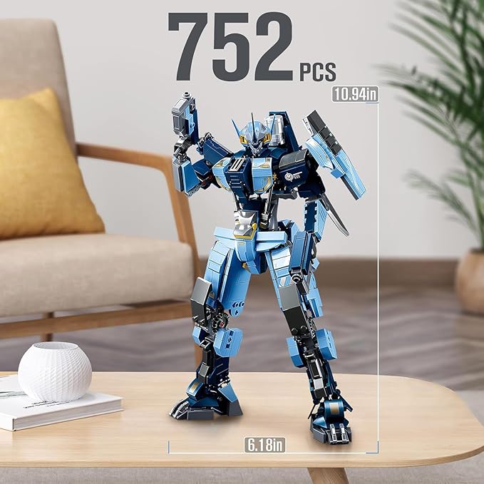 Mech Robot Building Blocks Set for Adults, 752 Pieces Cool Warrior Model Kit, City Justice Hero Toy Playset, Best Gifts for Teens Boys Ages 6 7 8 9 10+ Year
