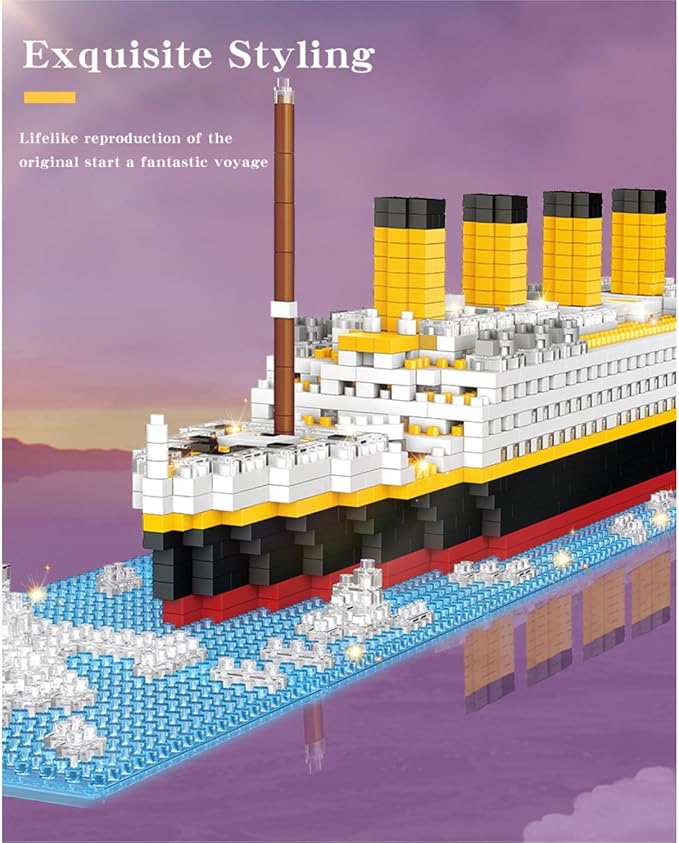 Titanic Micro Mini Building Blocks Set, 1860pcs 3D Titanic Model Building Set Blocks, DIY Bricks Toys Gift for Adults and Kids (1860 pcs)