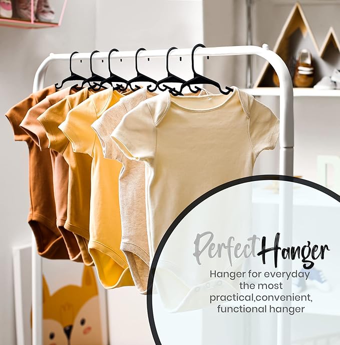 Utopia Home 60 Pack Kids Hangers - 11.5 Inch Plastic Baby Hangers for Closet - Childrens Hangers for Clothes & Infant Hangers for Closet - Ideal for Everyday Standard Use (Black)