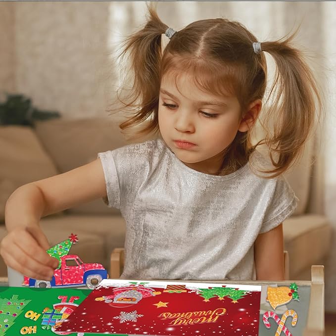 Vloso Christmas Fun Foil Art Kit for Kids,No Mess Art Creative Activity Travel Art and Crafts for Kids,Christmas Gifts Crafts for Girls&Boys Ages 4, 5, 6, 7, 8, 9(Christmas)