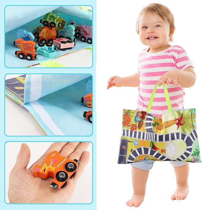 Wooden Dinosaur Magnetic Train Set for Toddlers 2-4 Dinosaur Toys for Kids Train Toys for Toddlers 3-5 Magnetic Train Car Toys for Toddlers