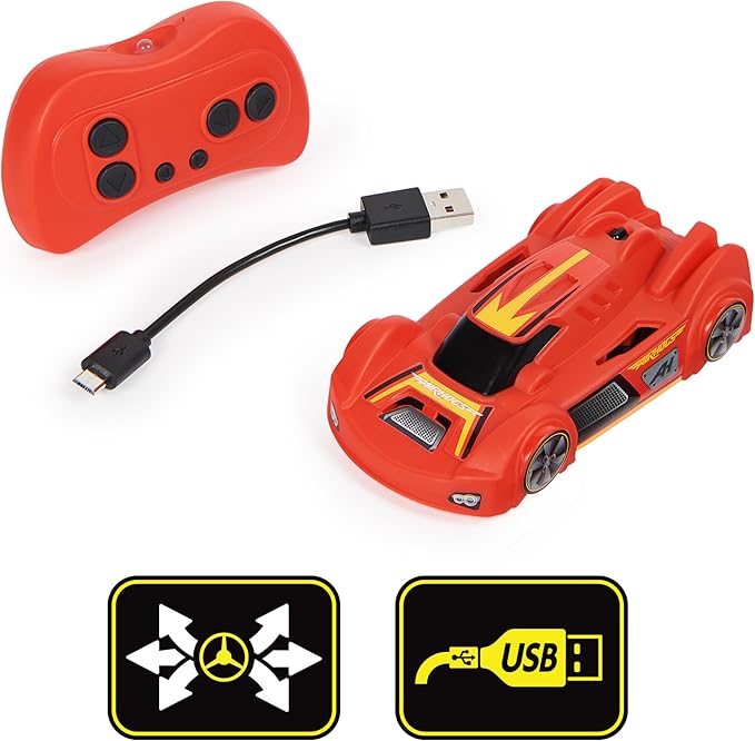 Air Hogs, Zero Gravity Sprint RC Car Wall Climber, Red USB Micro B Rechargeable Indoor Wall Racer, Over 4-Inches, Kids Toys for Kids Ages 4 and up