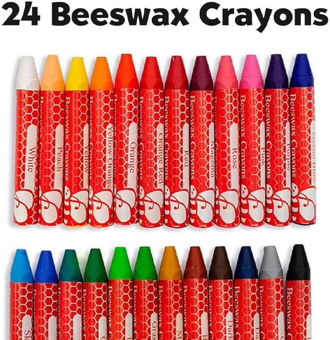 Faber-Castell Back to School Beeswax Crayon Coloring Set - 24 Beeswax Crayons, Crayon Sharpener & Doodle Pad, Multi (FC14339)