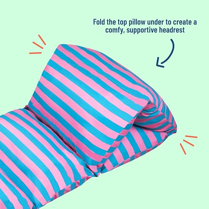 Wildkin Kids Microfiber Floor Lounger – Travel-Friendly, Sleepovers, Pillow Not Included - Pink Stripes