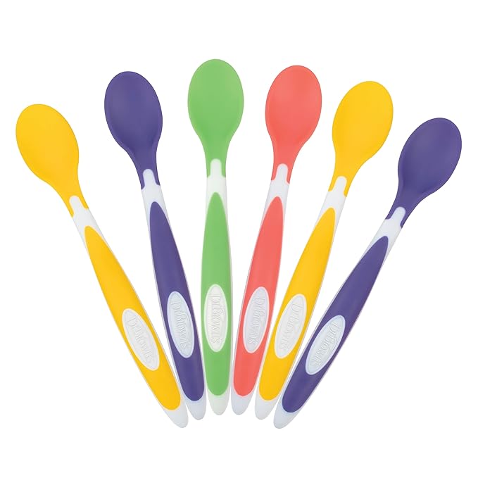 Dr. Brown's Soft-Tip Toddler Spoons with Long Handle for Baby-Led Weaning, BPA Free (Pack of 6)