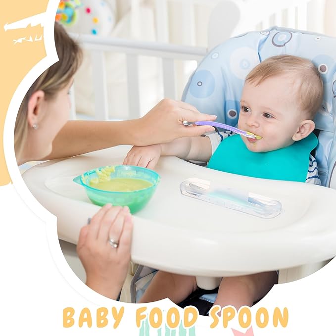 Lallisa 2 Pcs Double Head Baby Silicone Food Spoon Baby Fruit Scraping Mud Spoon Soft Feeding Food Scraper for Infants Fruit Feeding (Purple and Pink)