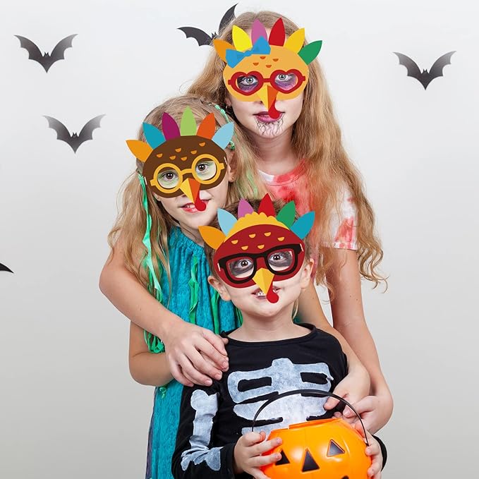 chiazllta 30 Packs Thanksgiving Turkey Masks Craft for Kindergarten Kids, Thanksgiving Art Craft Kit DIY Paper Masks for Preschool Home Classroom Game Activities Party Favors