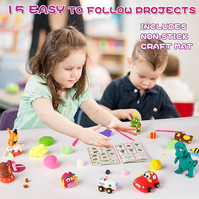 Modeling Clay Kit - 24 Colors Air Dry Ultra Light Clay, Safe & Non-Toxic, Great Gift for Kids.