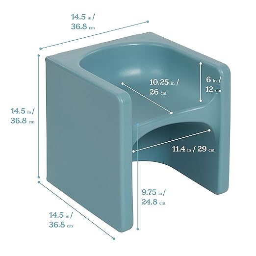ECR4Kids Tri-Me 3-In-1 Cube Chair, Kids Furniture, Powder Blue