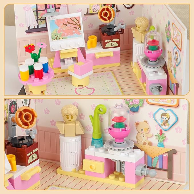 Friends House Building Block Sets, Girls Art Painting Studio Friendship Playhouse Apartment Bricks Kit Birthday Roleplay Gifts for Old Kids 6+ 6-12 8-12