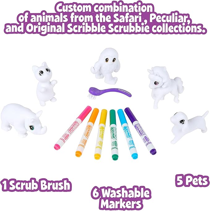 Crayola Scribble Scrubbie Toy Pet Playset, Confetti Party Pack, Coloring Toy for Kids, Gift for Ages 3, 4, 5, 6, 7