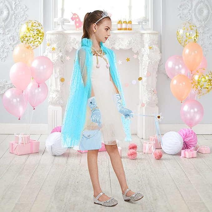 Princess Dress Up for Girls - 11 Pieces Princess Cape Set - Dress Up Clothes for Girls 3-8 - Ideal Dress Up Set Gift