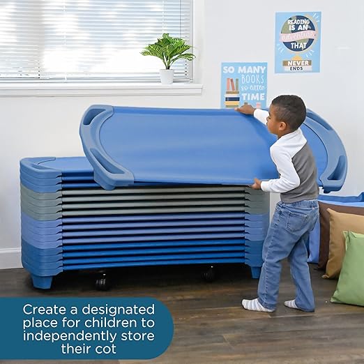 Children’s Factory AFB5730OB Space Line Single Cot, Standard, 55" Height, 22" Length, 5" Width, Blue