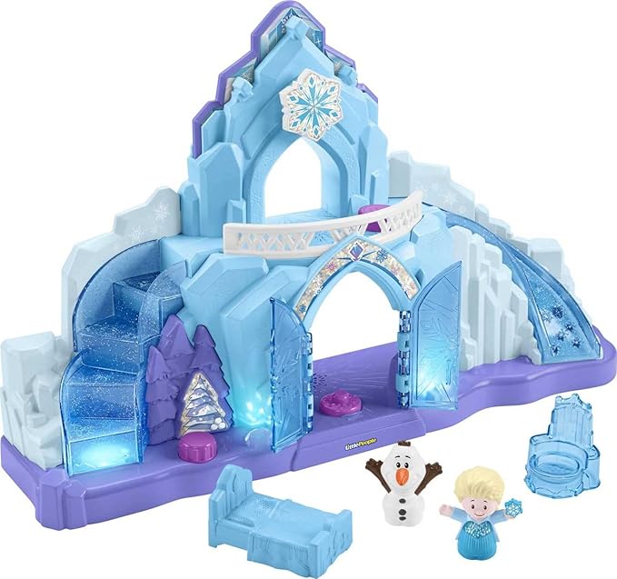 Fisher-Price Little People Toddler Toy Disney Frozen Elsa’s Ice Palace Musical Playset with Figures for Pretend Play Kids Ages 18+ Months