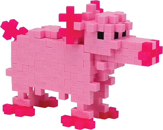 Plus Plus 3D Animal Figurine Building Block Set, 70 Mini Interlocking Puzzle Pieces, Fun Stem Toys for Kids - Pig Mini Maker Tube