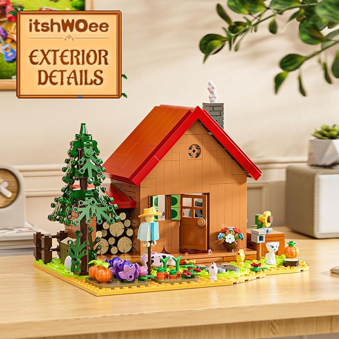 Star Farmhouse Building Blocks Set Toy, with Farm Facilities and Small Animal Figures, DIY Valley House Building Kit for Adults and Kids, Gift for Girls and Boys Ages 6 Plus