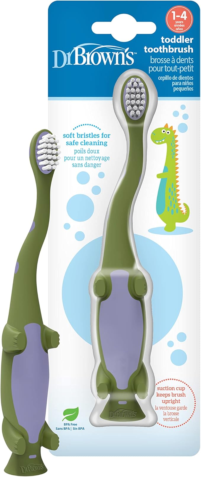 Dr. Brown's Toddler Toothbrush, Dinosaur, Green, 1-Pack