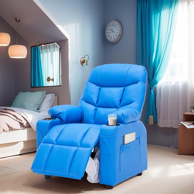 Marshmallow Larger Kids Reclining Chair Leather Recliner Sofa Children Ages 3-12