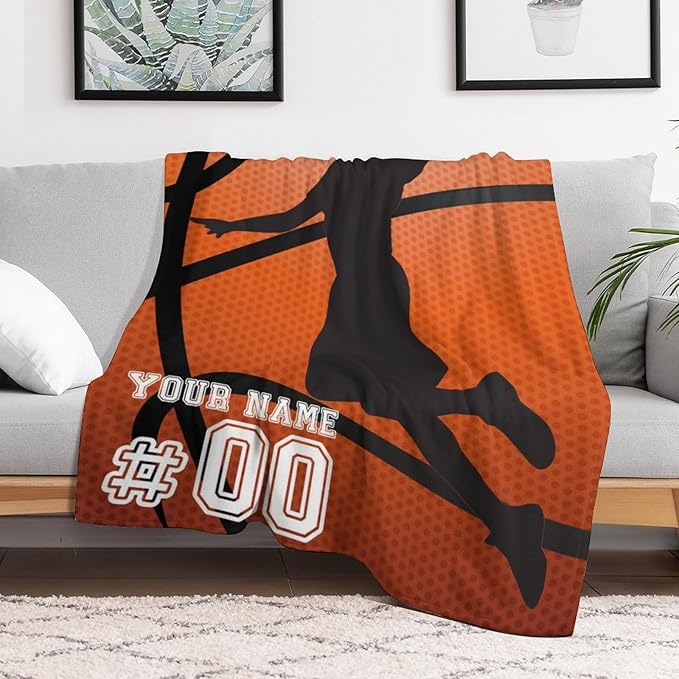 Custom Basketball Blanket - Soft Flannel Sports Basketball Blankets for Girls Boys Kids Pet Basketball Lovers - Warm Basketball Throw Blankets for All Season Sofa Lap, Chair - 40"x30"