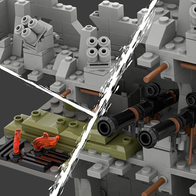 WW2 Military Base Bunker Trench Building Blocks, Compatible with Lego Military Base Sets, Army Toy with Cannon, Military Bunker, Gift for Kid 8 9 10 11 12 13 14 Years Old