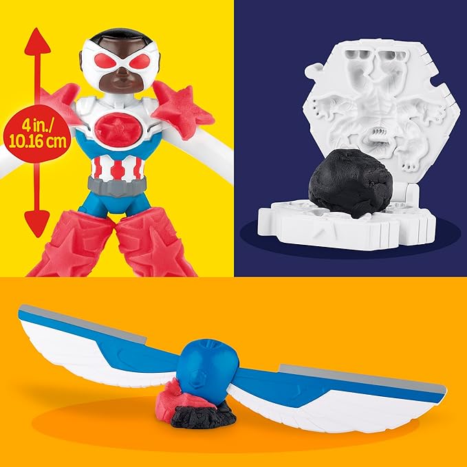 Play-Doh Marvel Captain America Moto-Slicer Playset with Bendy Action Figure, 3 Accessories, Imagination Toys for Kids 4 Years & Up