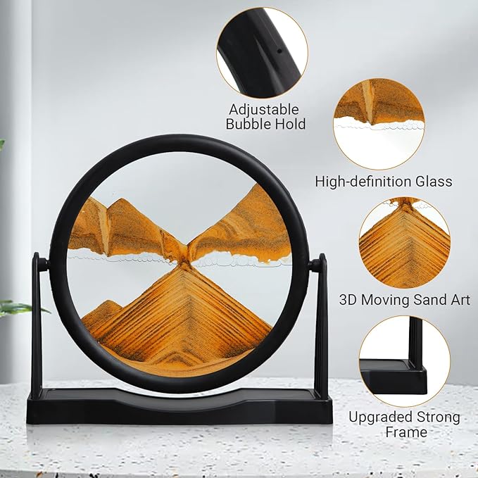 MXYATCJ | Moving Sand Art | Sand Art Liquid Motion | Sand Art Pictures | 3D Deep Sea Sandscape | Glass Sand Art Display | Sand Relaxing Gift for Adult | Home Office Decor | Desktop Toys | (10''Orange)