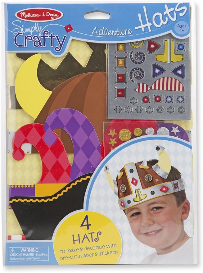 Melissa & Doug Simply Crafty Adventure Hats Craft Kit: Pirate, Viking, Jester, and King