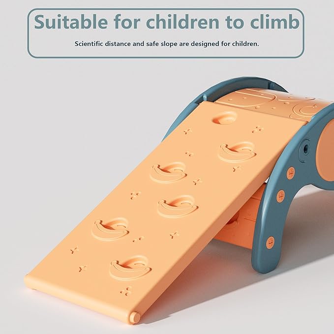 Children's Indoor Climbing Slideway Swing Playground 4-in-1 Function: Slide, Rock Climbing, Balance Board and Cradle Safe and Solid Montessori Toys Blue（2 Climbing Frame+2 Sliding Plate）