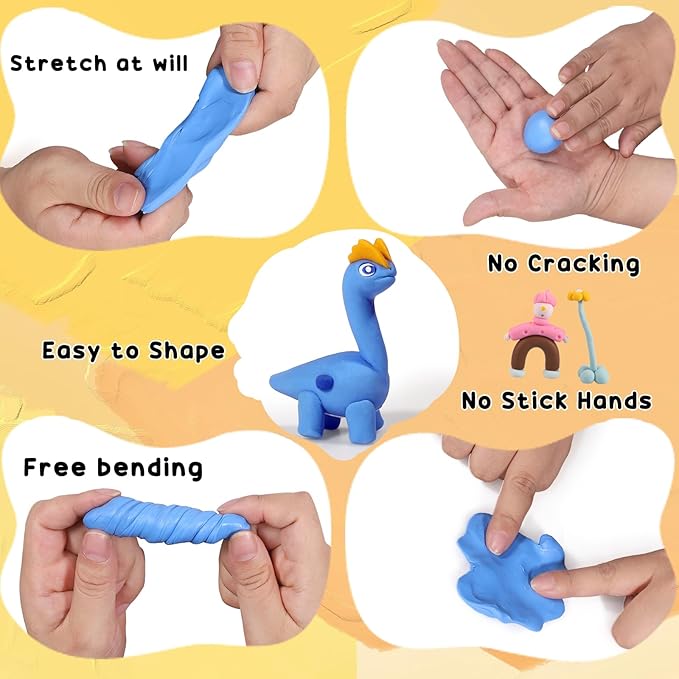 Polymer Clay 50 Colors, Modeling Clay for Kids DIY Starter Kits, Oven Bake Model Clay, Non-Toxic, Non-Sticky, Ideal Gift for Children and Artists.