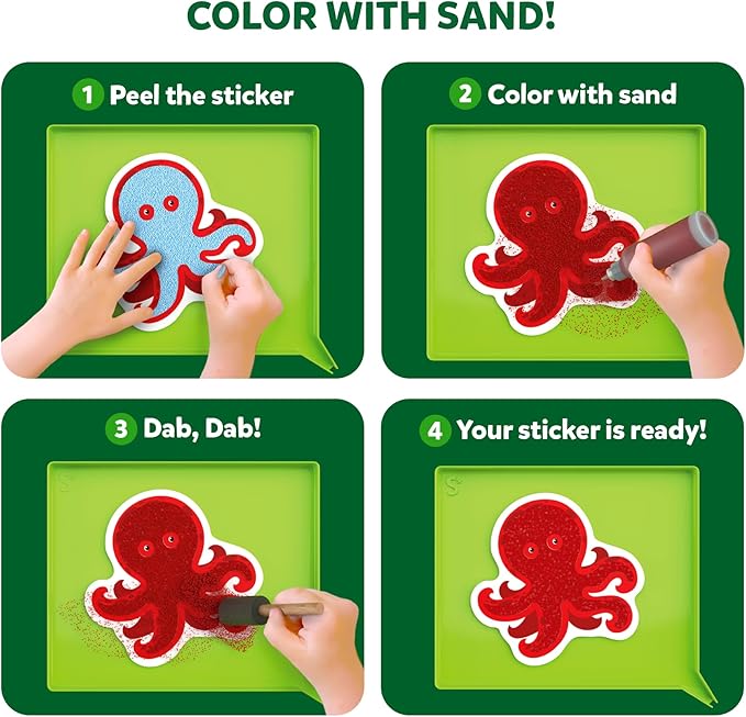 Skillmatics Art & Craft Activity - Sand-Tastic Art Animals, Sand Art for Kids, Craft Kits & Supplies, DIY Creative Activity, Gifts for Girls & Boys Ages 4, 5, 6, 7, 8, 9, 10