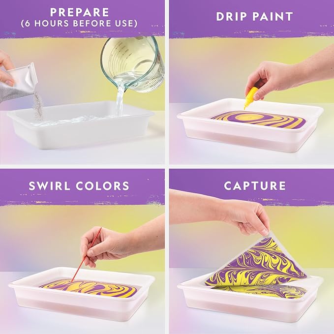 National Geographic Marbling Paint Kit for Kids - Create 12 Sheets of Marble Art with Paints & Water, Painting Arts and Crafts Kit (Amazon Exclusive)