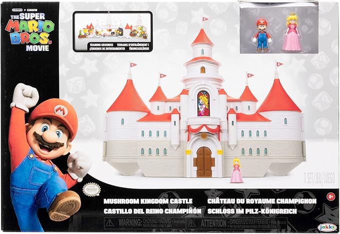 THE SUPER MARIO BROS. MOVIE – Mushroom Kingdom Castle Playset with Mini 1.25” Mario and Princess Peach Figures