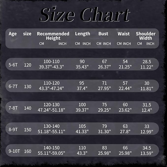 YOGFIT Halloween Costume Girls Dress for Kids Perfect for Halloween, Cosplay, and Parties