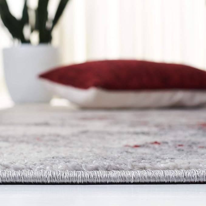 SAFAVIEH Adirondack Collection Accent Rug - 4' x 6', Red & Grey, Modern Abstract Design, Non-Shedding & Easy Care, Ideal for High Traffic Areas in Entryway, Living Room, Bedroom (ADR134Q)