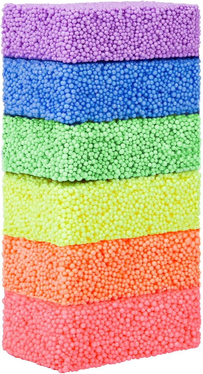 Floam 6 PCS Foam Clay Fun Foam for Toddlers Update Bright Colors Giant Foam Beads Play Kit for Kids, Classroom Educational Activity Toys Arts Crafts for Boys Girls