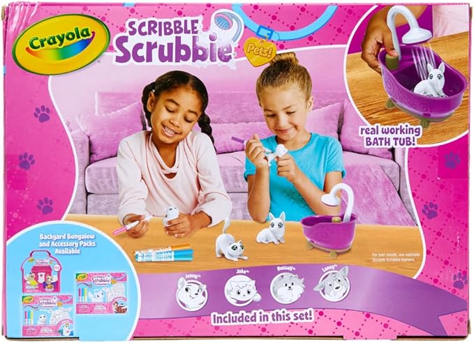Crayola Scribble Scrubbie Pets Tub Set, Washable Pet Care Toy, Reusable Animal Toys for Girls & Boys, Gifts for Kids, Ages 3, 4, 5