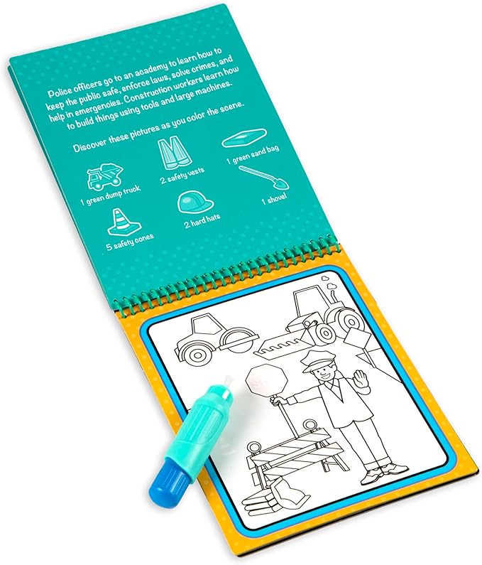 Melissa & Doug On The Go Water Wow! Reusable Water-Reveal Activity Pad- Occupations - Party Favors, Stocking Stuffers, Travel Toys For Toddlers, Mess Free Coloring Books For Kids Ages 3+